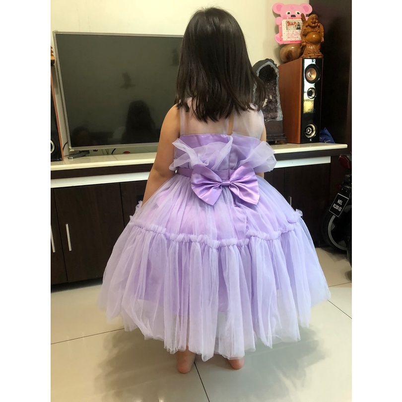 Đầm Công Chúa Không Tay Phối Lưới Đính Nơ Thời Trang Cho Bé Gái