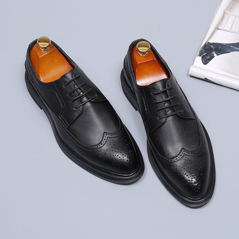 Giày Derby Nam công sở tăng chiều cao da bò thật N028