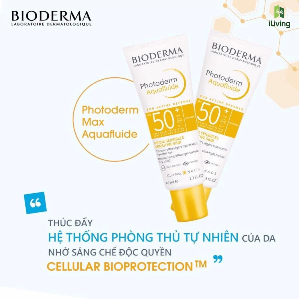 Kem chống nắng giảm bóng nhờn cho mọi loại da Bioderma Photoderm Aquafluide SPF50+ 40ml ILIVING-BIOKCNGBNSPF