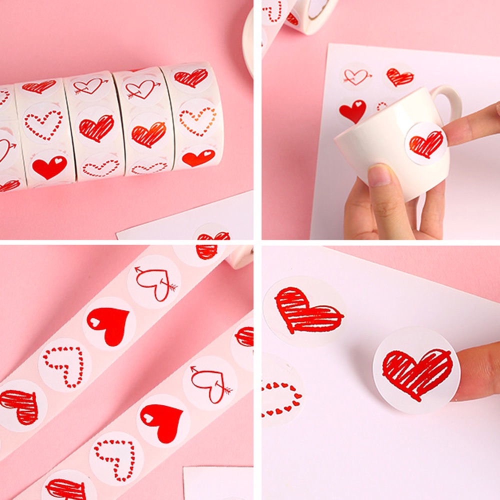 Cuộn Sticker Tự Dính Trang Trí Quà Tặng Valentine