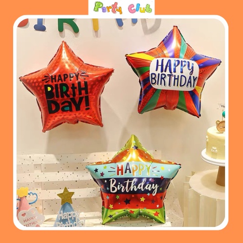 Bóng bóng nhôm ngôi sao hoạ tiết trang trí sinh nhật