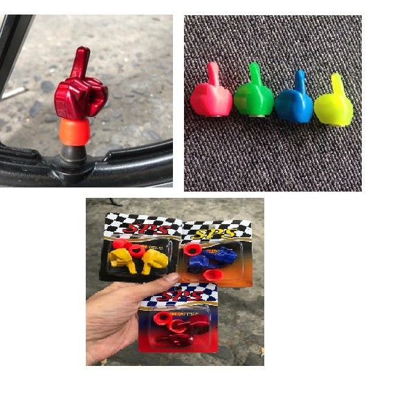 Bộ 2 cái Chụp Van Vòi Cho Xe Máy Kiểu Ngón Tay Nhiều Màu, gắn được cho mọi loại xe