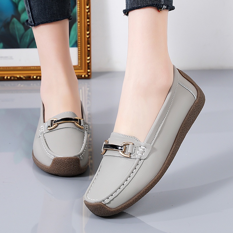 Giày Da Đế Bằng Thiết Kế Đơn Giản Thoải Mái Thời Trang Cho Nữ Size 35-44
