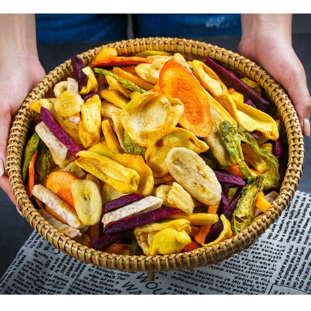 500G Trái Cây Sấy Thập Cẩm Đủ Vị Hàng Nguyên Miếng Cao Cấp Giòn Thơm Ngon