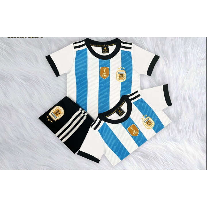 Bộ Đồ Đá Banh Đội Tuyển Acgentina Trẻ Em Màu Trắng