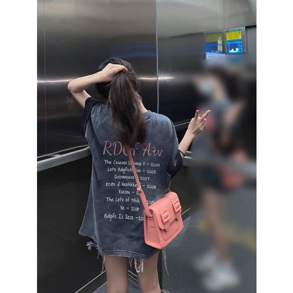 QADCOL Áo Thun Tay Ngắn Dáng Rộng Màu Đen Phong Cách retro Mỹ Thời Trang Cho Nữ