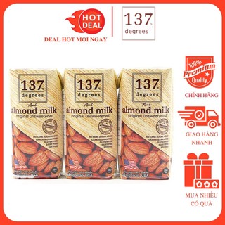Sữa Hạt Hạnh Nhân Nguyên Chất Không Đường 137 Degrees 180ML (Lốc 3 Hộp)