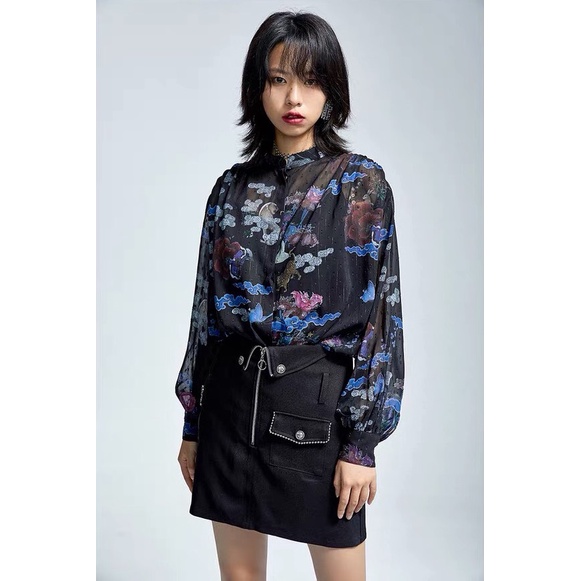 Áo Voan Hoa H&M Cao Cổ