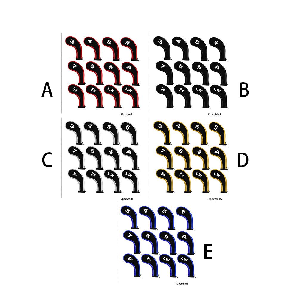 Bộ 12 Vỏ Bọc Bảo Vệ Đầu Gậy Đánh Golf Chống Mòn Tiện Dụng