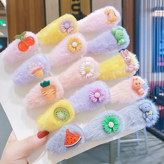 Kẹp tóc phối lông kiểu Hàn Quốc dễ thương cho nữ