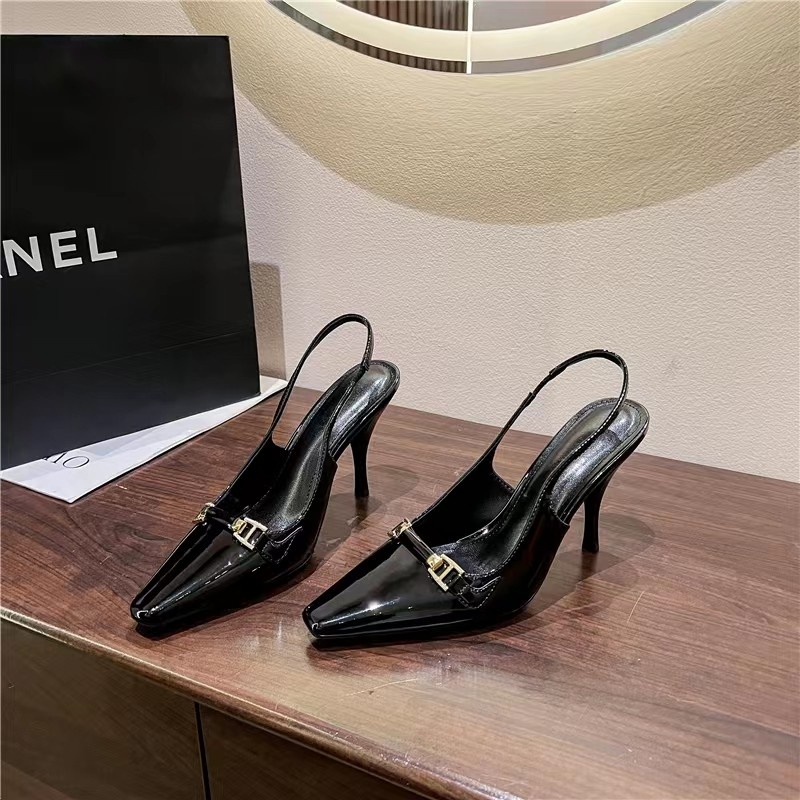 Giày Cao Gót Da Bóng Mũi Nhọn Màu Đen Size 34-40 Thời Trang Cao Cấp Cho Nữ