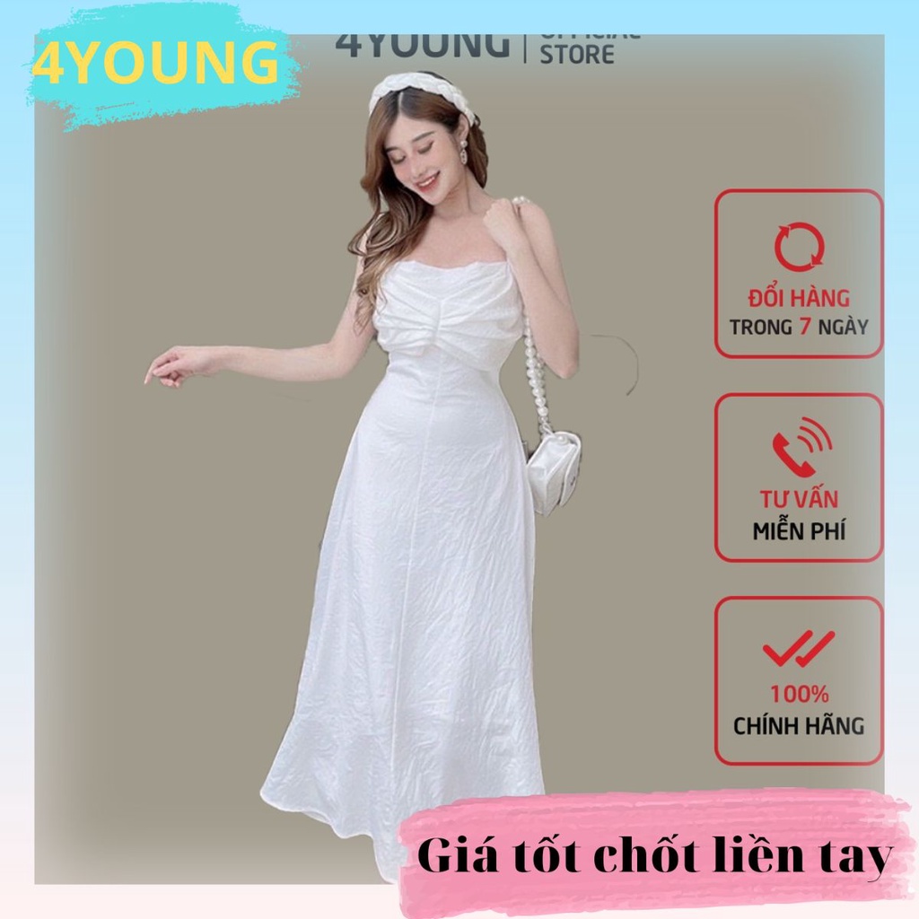 Đầm dự tiệc cao cấp thời trang Hàn Quốc thiết kế kiểu nhún ngực 4YOUNG TK389