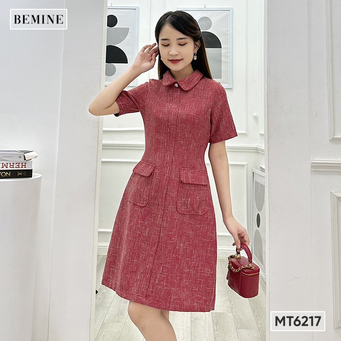 Đầm cổ sen tùng túi hộp BEMINE MT6217