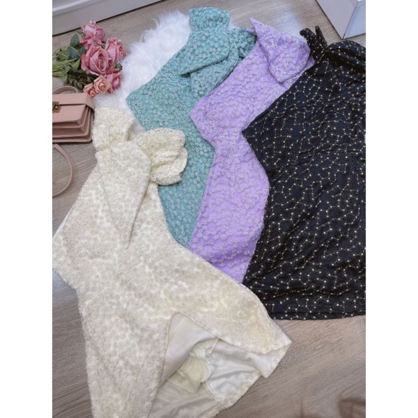 Đầm tiểu thư lệch vai