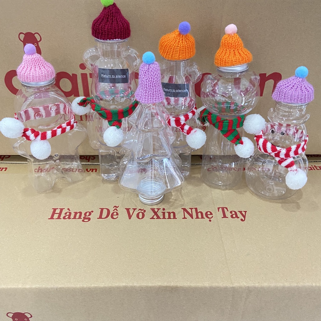 Giá Sỉ: 50 Chai Nhựa Đựng Trà Sữa Hình Gấu Teddy 450ml