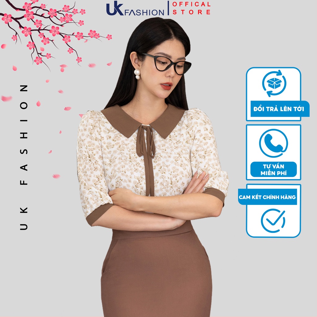 Set đồ nữ tay lỡ công sở thiết kế họa tiết hoa sang chảnh thời trang Uk Fashion vải Hàn mềm mại không nhăn NKBD2203011