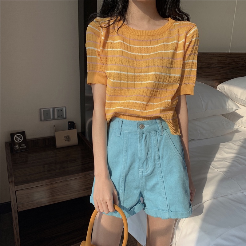 NRVP Áo thun nữ ngắn tay gợi cảm thời trang mùa hè Hàn Quốc 2023