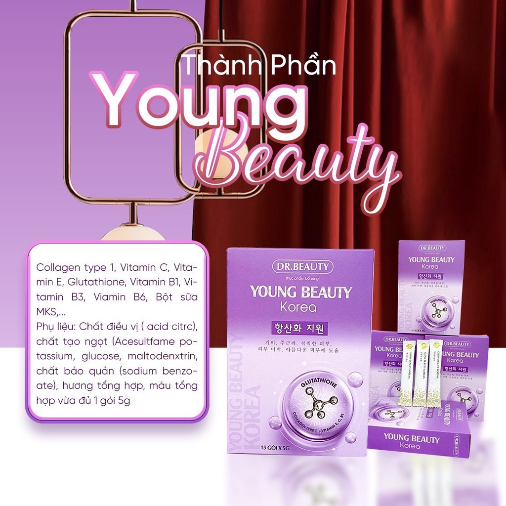 Bột uống trắng da collagen  young beauty mờ nám giảm tàn nhanh chống lão hóa da