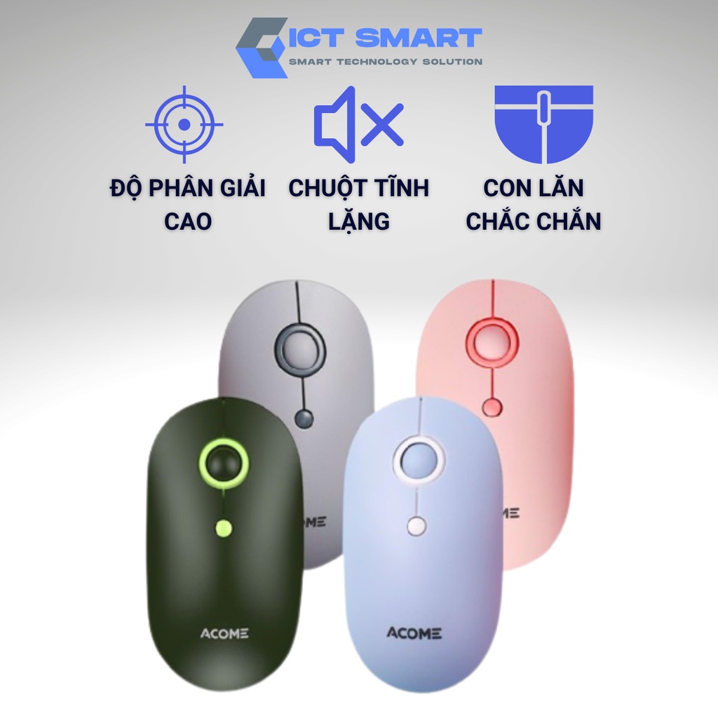 Chuột Không Dây ACOME AM300 2.4GHz Tĩnh Âm Không Gây Ồn Tặng Kèm Pin Kiểu Dáng Xinh Xắn - BẢO HÀNH 12 THÁNG