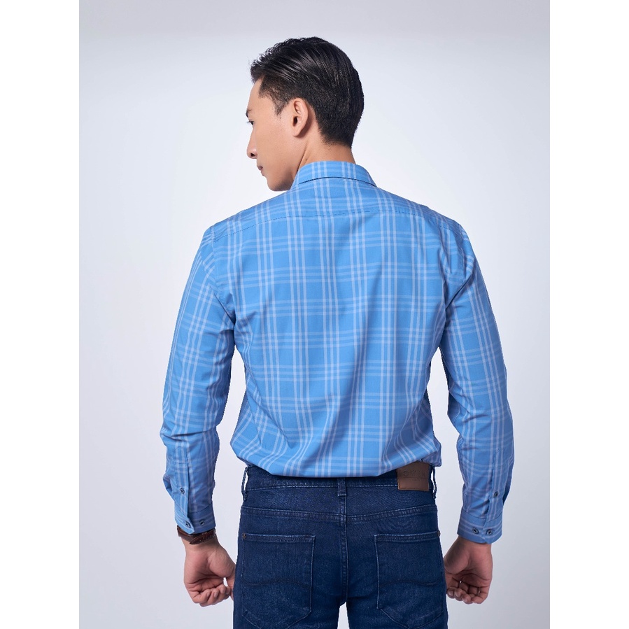 OWEN - Aó sơ mi dài tay Owen Regular fit chất sợi tre kẻ ca rô xanh 220839