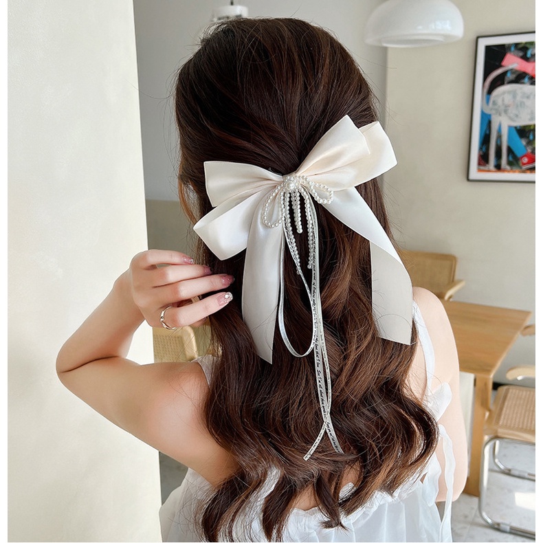 Kẹp Tóc Hình Nơ Đính Ngọc Trai Thời Trang