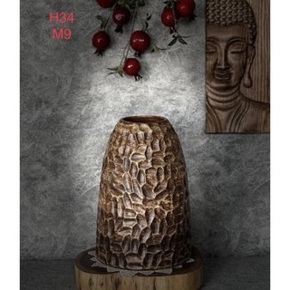 Bình cắm hoa dáng chuông gảy củ lạc, men mộc. Gốm sứ Bát Tràng