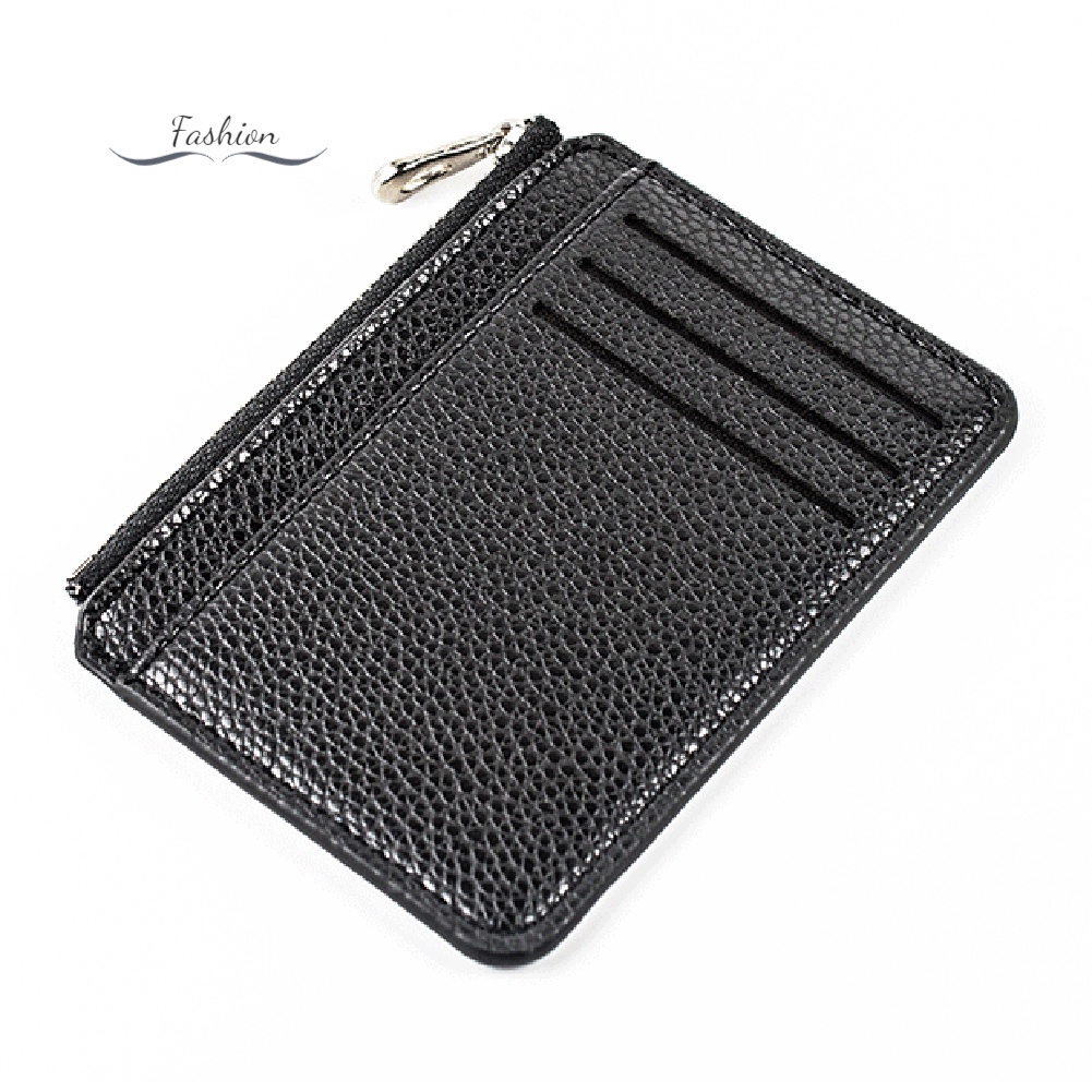 Ví Da PU Mini Màu Trơn Có Khóa Kéo Thời Trang Cho Nam Giá Đỡ