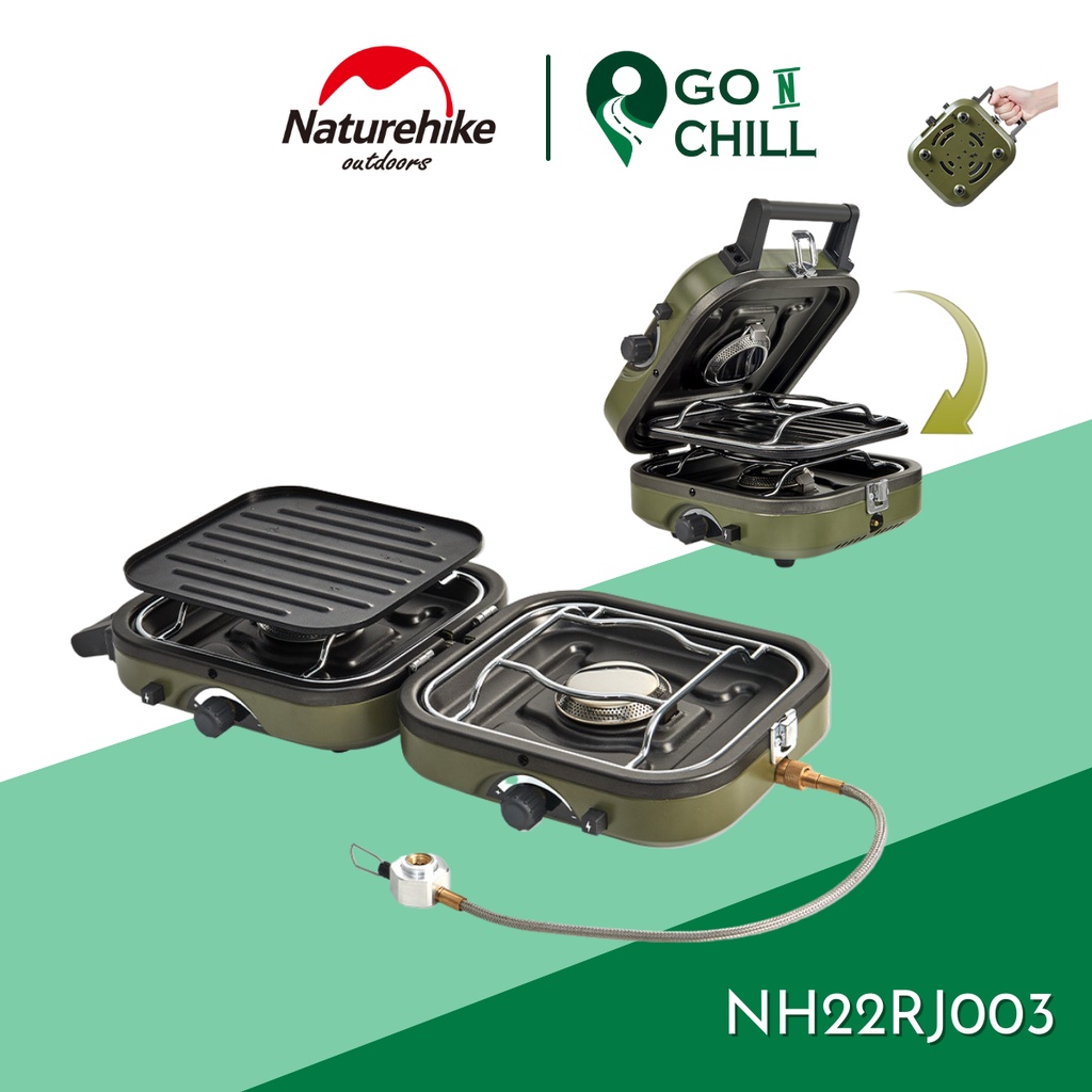Bếp ga đôi xếp gọn đa năng glamping kèm khay nướng NATUREHIKE NH22RJ003