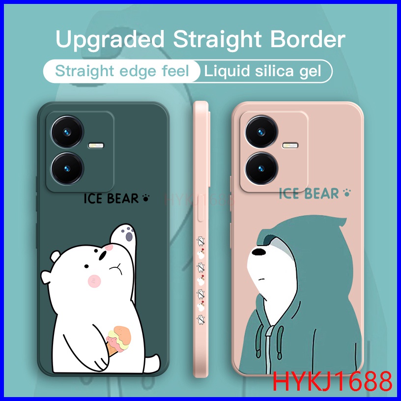 Ốp lưng Vivo Y22S Ốp Điện Thoại tpu Silicon Hình Gấu Và Mũ Cho Vivo Y22 Y22S 2022 HBX