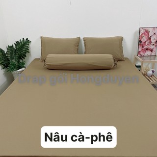 Bộ Drap/ga thun trơn nâu coffee KO Mền/Chăn 1m6/1m8 (chân nệm dưới 15cm). drap gối codipa