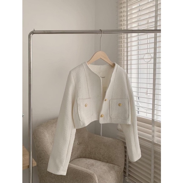 ÁO KHOÁC DẠ DÁNG CROPTOP CÚC ĐỒNG TÚI TRƯỚC”MIAMI”TIỂU THƯ