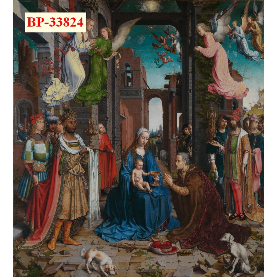 Tranh Dán Tường Thiên Chúa và những đứa trẻ Tặng Keo dán đầy đủ