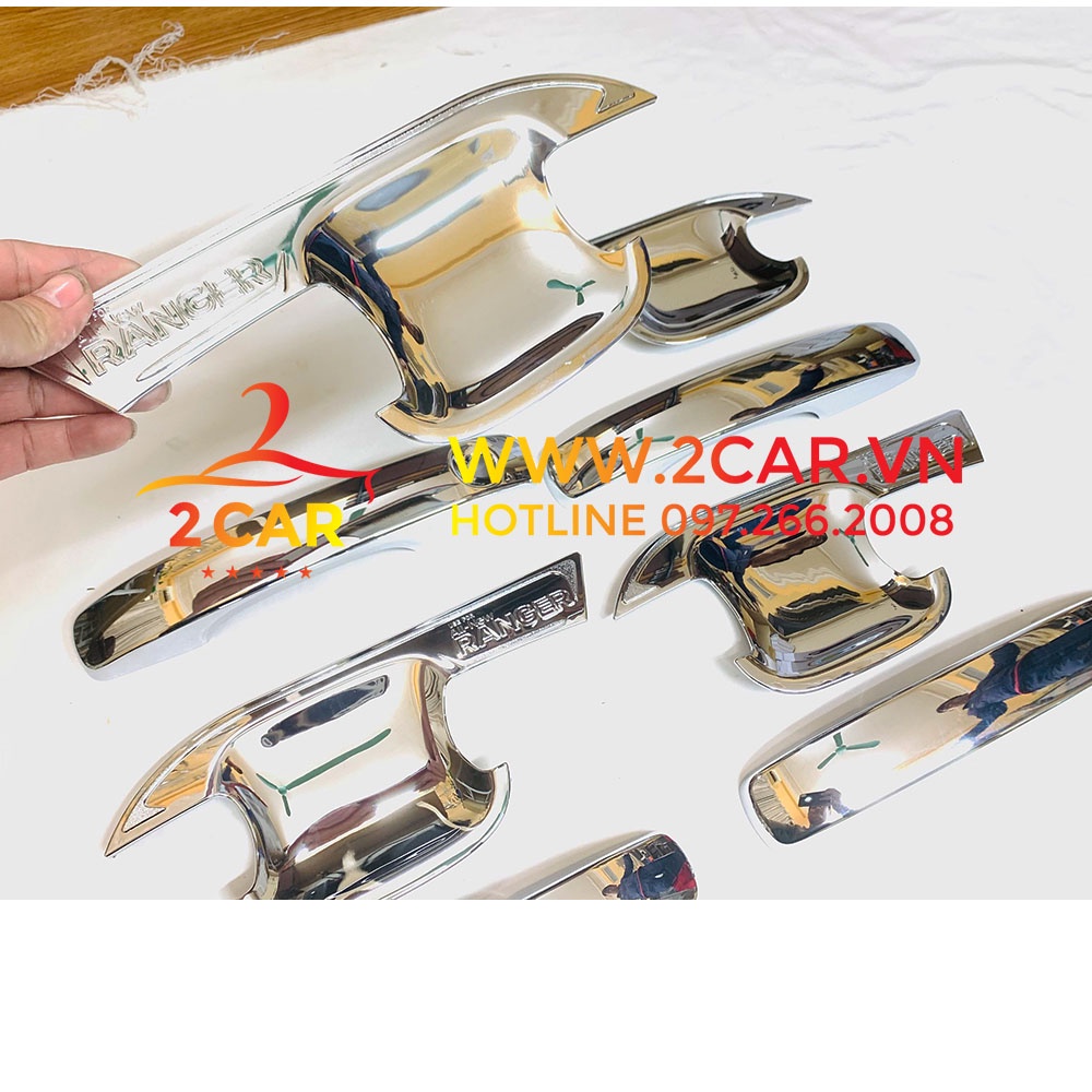 Ốp tay nắm, hõm cửa xe Ford Ranger 2022 - 2023 mạ crom cao cấp