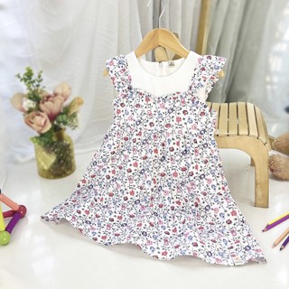 V060 váy trẻ em cotton xinh house 2 lớp dáng xòe tiểu thư cho bé gái