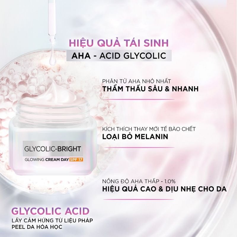 15ml - Kem Dưỡng Sáng Da Mờ Thâm Nám Tàn Nhang L’OREAL GLYCOLIC ban đêm