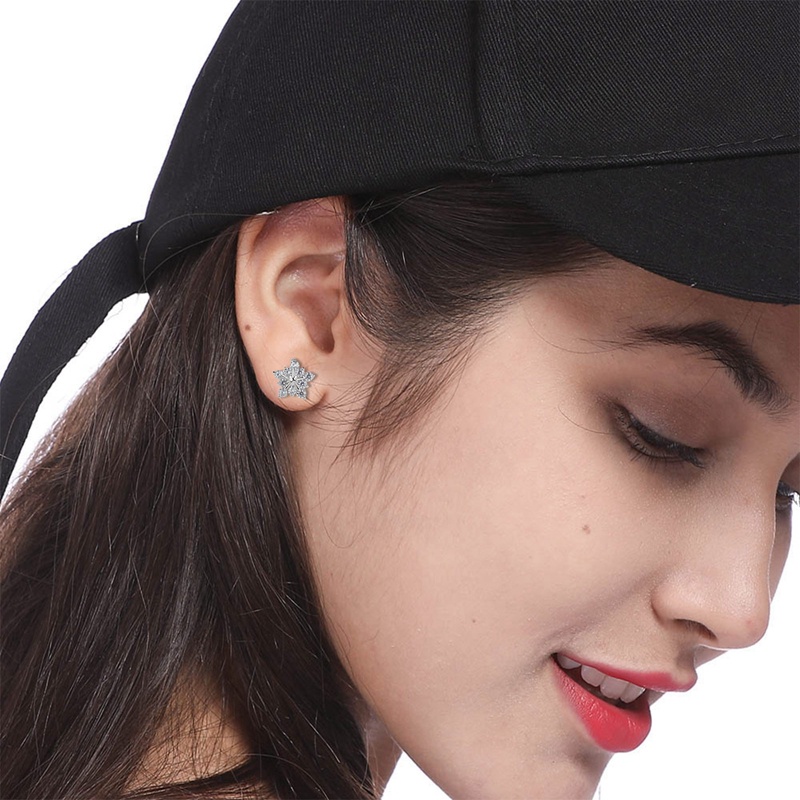 Fancyqube Bông Tai Hình Hoa Tuyết Đính Đá Zircon Lấp Lánh Thời Trang Cho Nữ