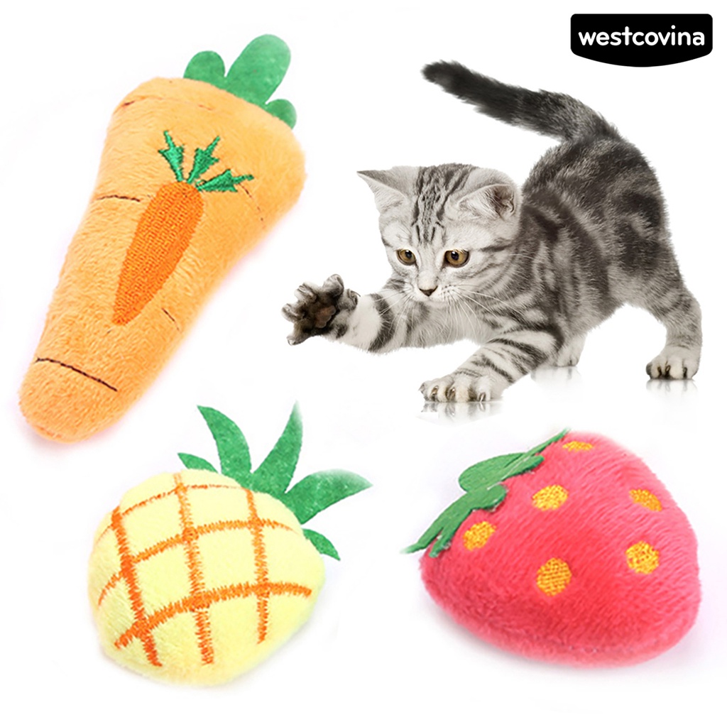[COD]♘Đồ Chơi Nhai Hình Củ Cà Rốt Trái Cây Dễ Thương Cho Mèo Cưng