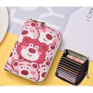 Ví mini cầm tay nữ hoạ tiết gấu dâu lotso Túi đựng thẻ hoạt hình dễ thương dung tích lớn siêu nhỏ gọn
