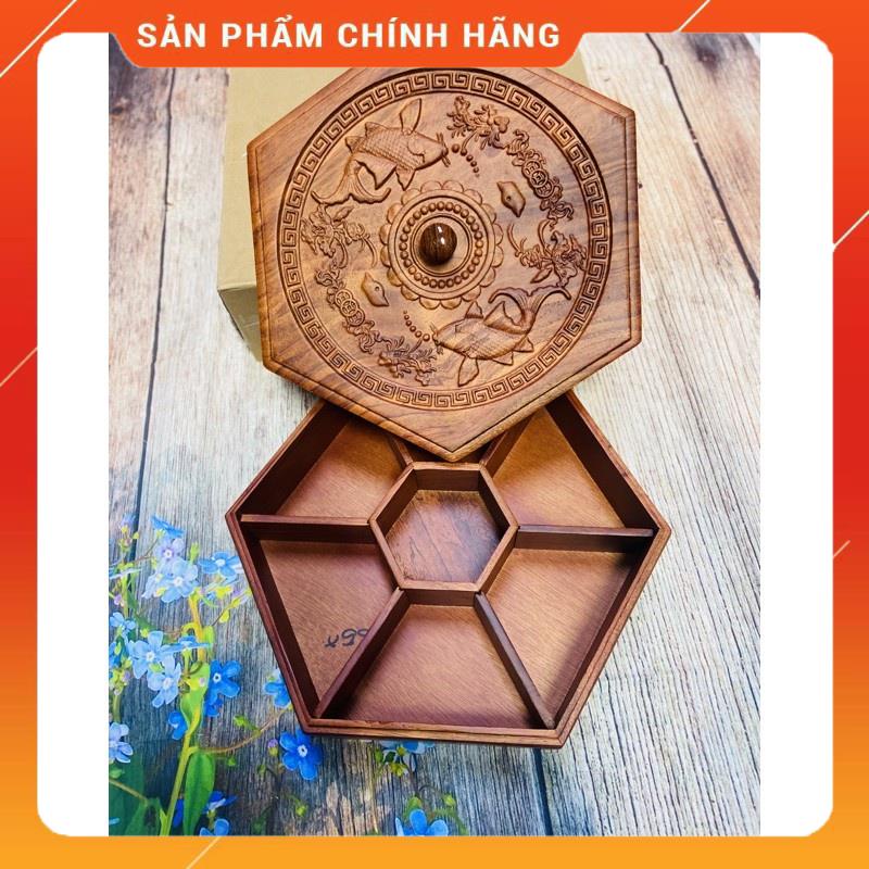 Khay Đựng Bánh Kẹo Ngày Tết bằng Gỗ Hương Lục Giac - khay đựng mứt tết bằng gỗ