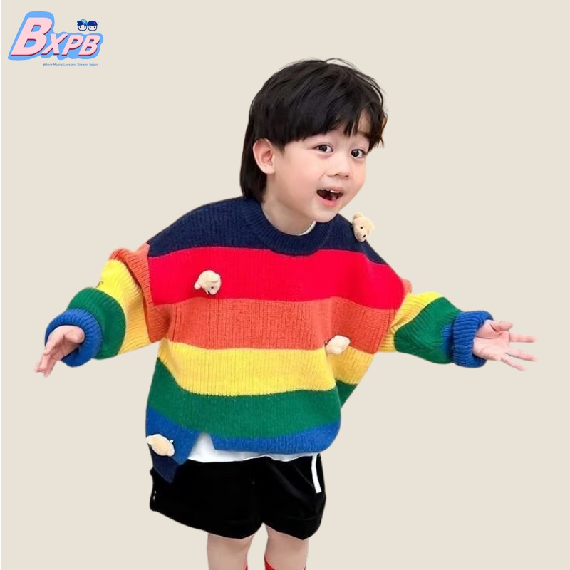Áo Sweater Dáng Rộng Thoải Mái Thời Trang Năm Mới Cho Bé Trai 3-15 Tuổi 110-170 Tuổi