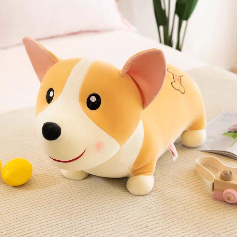 Corgi Đồ chơi nhồi bông búp bê tượng chó con Gối ngủ trên giường cho bé gái ragdoll đồ chơi nhồi bôn