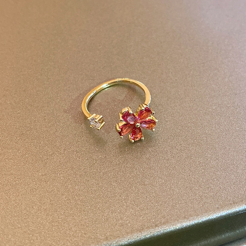 Nhẫn Hở Hình Hoa Đính Đá Zircon Sang Trọng Cho Nữ