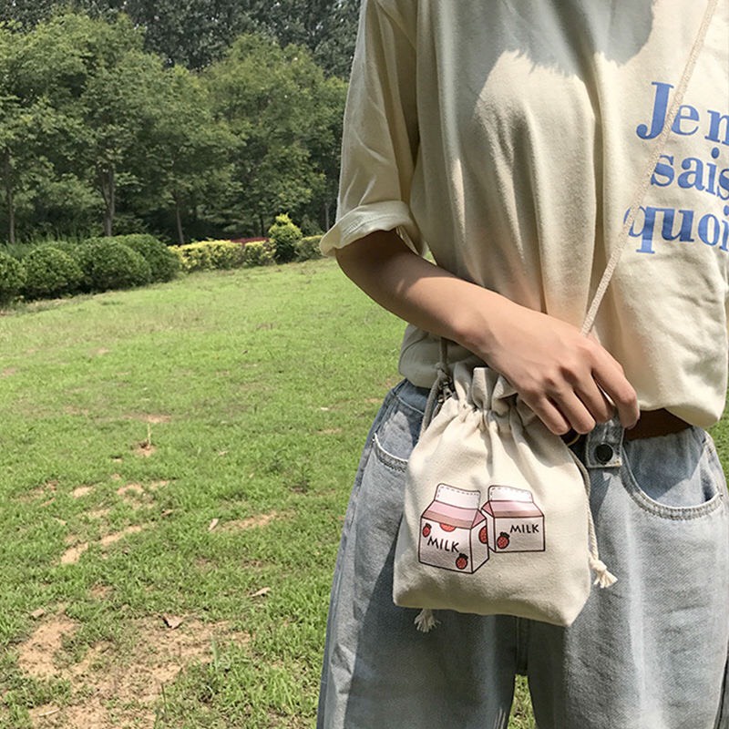 Túi Vải Canvas Đeo Chéo Mini Đựng Tiền Xu Điện Thoại Xinh Xắn Phong Cách Hàn Quốc MTT0265