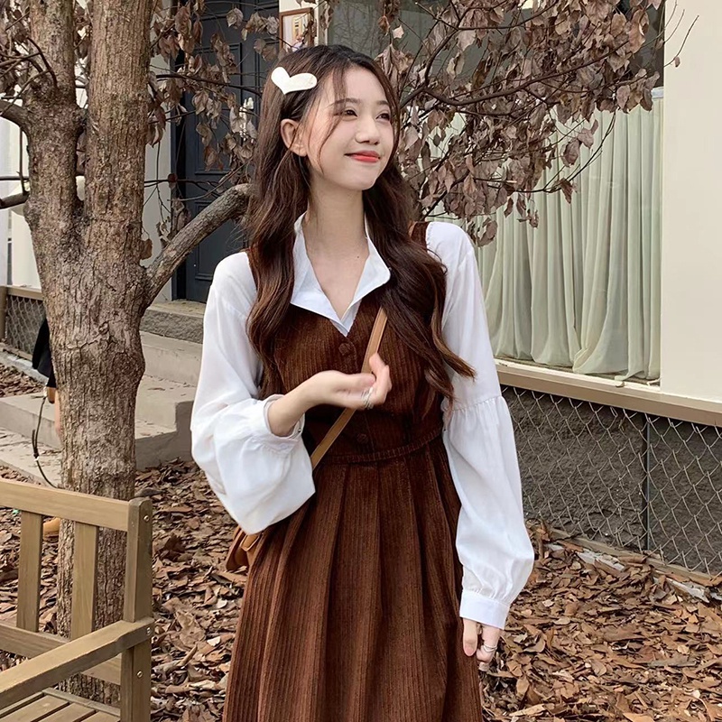 IELGYBộ Đầm Hai Dây Cổ Chữ v Ôm Eo Bằng Vải Nhung Ngọt Ngào Cho Nữ [Đặt Hàng Rừng]