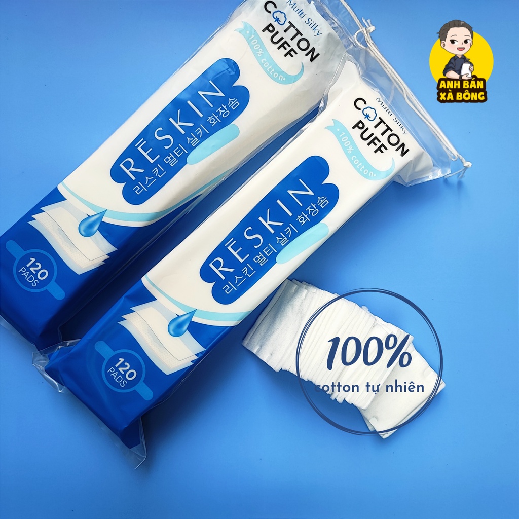Bông tẩy trang RESKIN Dual Mesh 100% Cotton 3 lớp