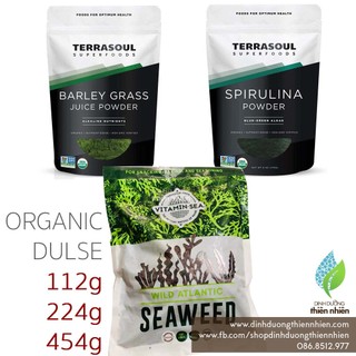 Combo 3 món: tảo biển dulse , bột tảo spirulina hữu cơ, bột nước ép cỏ lúa mạch barley grass hữu cơ