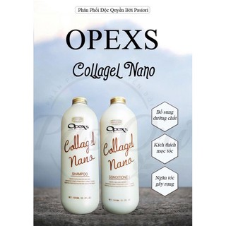 Cặp dầu gội dầu xả opexs collagen nano 1000ml phục hồi kích thích mọc tóc chính hãng