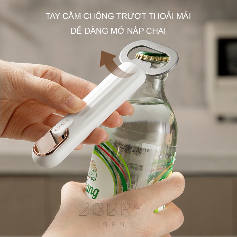 Dụng cụ mở nắp chai bia bằng thép Inox 304 siêu bền, Thiết kế chống trượt, Khui nắp chai hàng chất lượng cao logo CRAFT