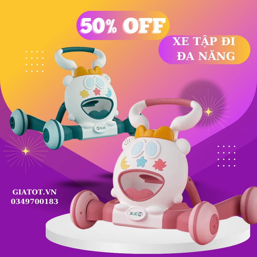 Xe tập đi cho bé ,xe đẩy cho bé tập đi chống lật đa năng có trò chơi có nhạc.