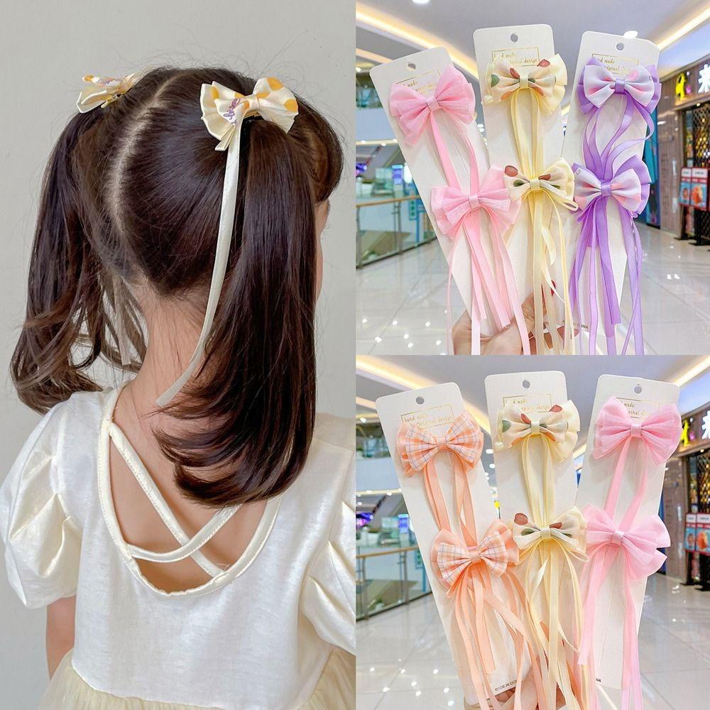 Kẹp Tóc Hình Nơ Dáng Dài Kiểu Dáng Ngọt Ngào Cho Bé Gái
